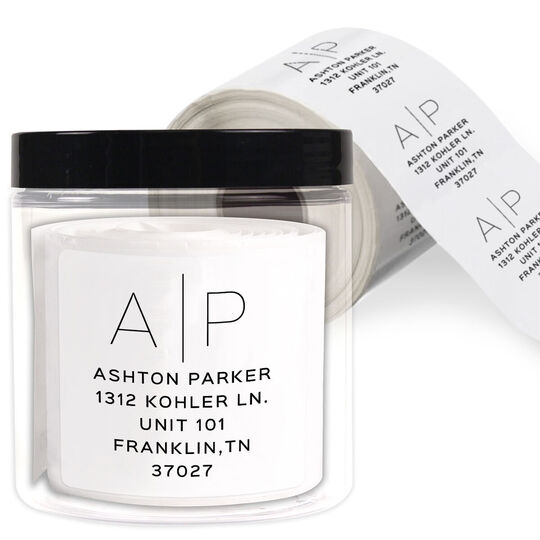 Duogram Square Address Labels in a Jar